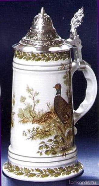 Кружка с крышкой и утолщенным дном с изображением фазана