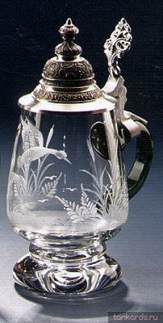 Стеклянная пивная кружка с крышкой в форме бокала с изображением дикой утки