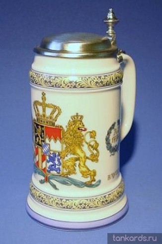 Кружка литровая с крышкой и изображением герба Королевства Бавария 1794 года