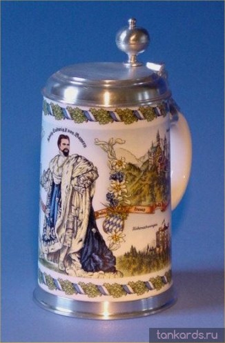 Фаянсовая литровая кружка с изображением короля Баварии Людвига II