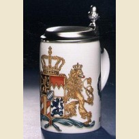 Керамическая пивная кружка с плоской крышкой с гербом Королевства Бавария 1794 года