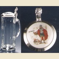 Кружка из стекла с изображением Св. Флориана на крышке